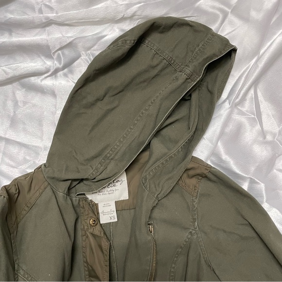 American Rag Cie- Coats & Jackets Below Hip Dark Army Green Jacket with Hood - Picture 7 of 10